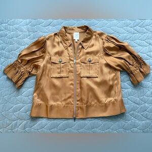 Cinq a Sep Holly Short-Sleeve Sateen Jacket, Large